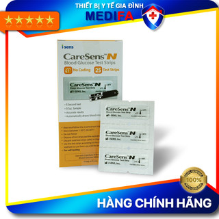 Vỉ 25 Que Thử Đường Huyết Caresens N Các Que Đóng Rời, Niêm Phong Từng Que
