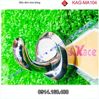 Móc đơn Inox 304 KAG-MA104 đế tròn, Móc 1 treo quần áo cao cấp màu sáng bòng dùng cho khách sạn shop hàng chuẩn VN CLC