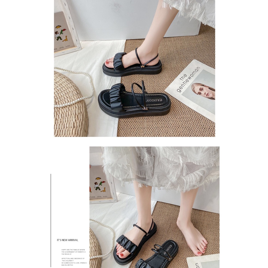 Giày sandal quai hậu nữ đế bằng quai nhún đi học đi chơi mã 56