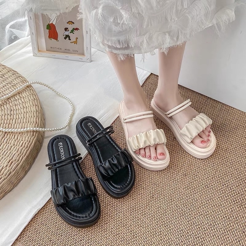 Giày sandal quai hậu nữ đế bằng quai nhún đi học đi chơi mã 56
