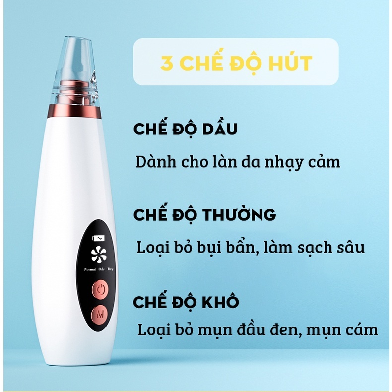 Máy hút mụn đầu đen cầm tay dụng cụ nặn mụn làm sạch sâu lỗ chân lông hút mụn cám bã nhờn cây hút mụn spa mini -BH 2năm