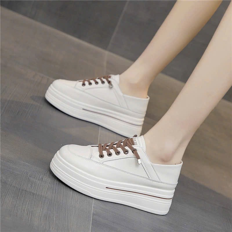 Giày bata nữ độn 6 phân cá tính màu trắng dễ mix đồ