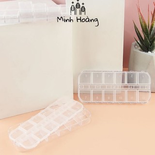 Khay nhựa 12 ô đựng charm đá nail phụ kiện trang trí nail