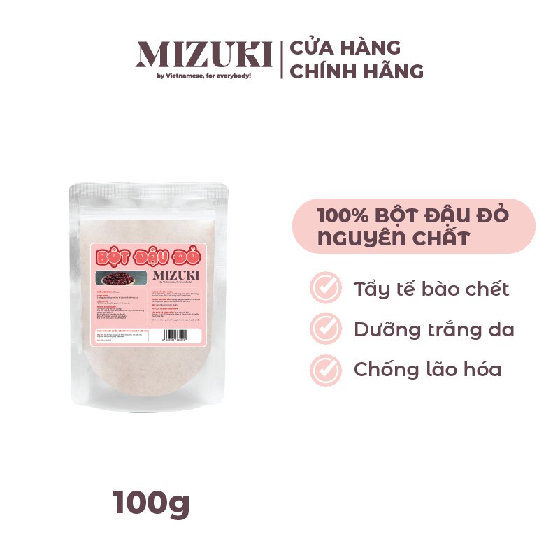 Bột Đậu Đỏ MIZUKI 100g Chính Hãng Nguyên Chất Giúp Ủ Trắng Làm Sáng Da.