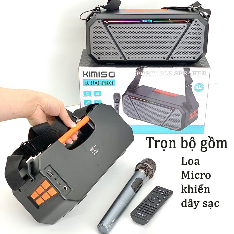 Loa bluetooth karaoke Kimiso K300 kèm 1 micro xách tay công xuất 20W âm thanh trầm ấm bass căng TECHBON.STORE | BigBuy360 - bigbuy360.vn