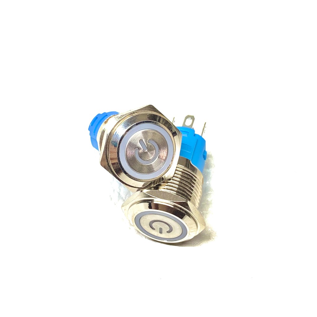Nút nguồn giữ trạng thái 16mm chống nước có đèn LED biểu tượng nguồn điện áp 12V 24V