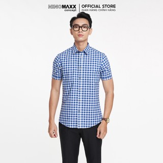 N&m áo sơ mi nam caro tay ngắn form slim fit cotton 2101089