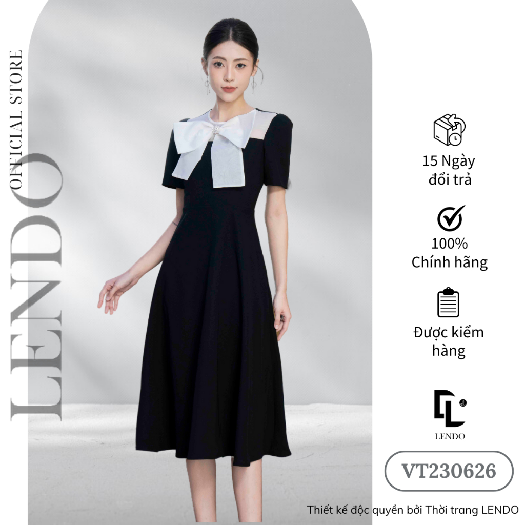 Đầm Xòe Phối Nơ Ngực LENDO VT230626