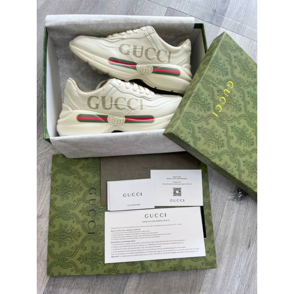 Giày gucci Rhyton, Giày thể thao GC gạch ngang, NY, Môi, Trơn đế bản cao cấp Full Box Bill, túi xách phụ kiện