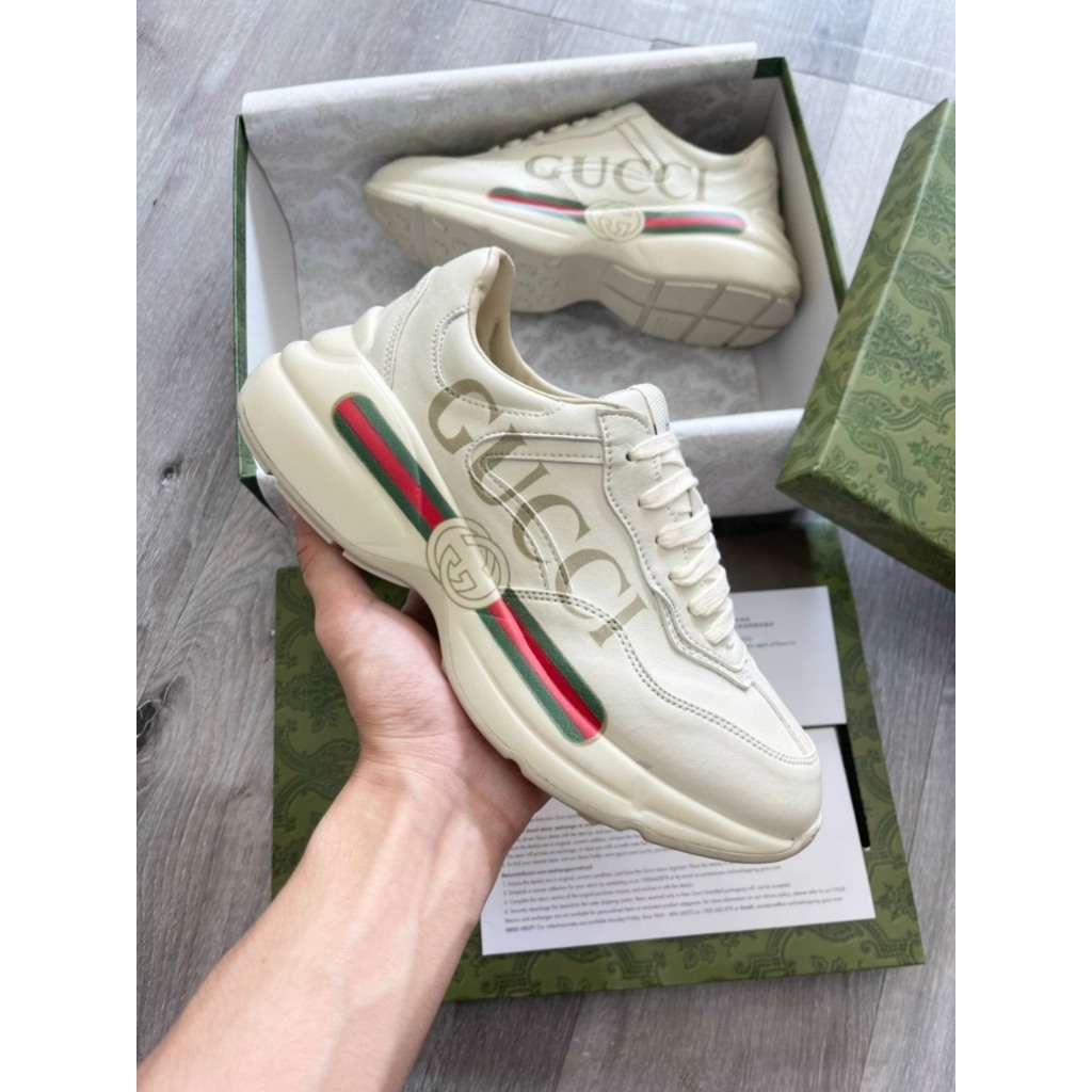 Giày gucci Rhyton, Giày thể thao GC gạch ngang, NY, Môi, Trơn đế bản cao cấp Full Box Bill, túi xách phụ kiện
