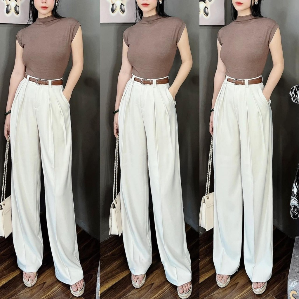 Quần ống loe,leeging hai màu Đen Nâu cạp 9cm, chất vải Umi cao cấp mặc siêu dễ chịu | BigBuy360 - bigbuy360.vn