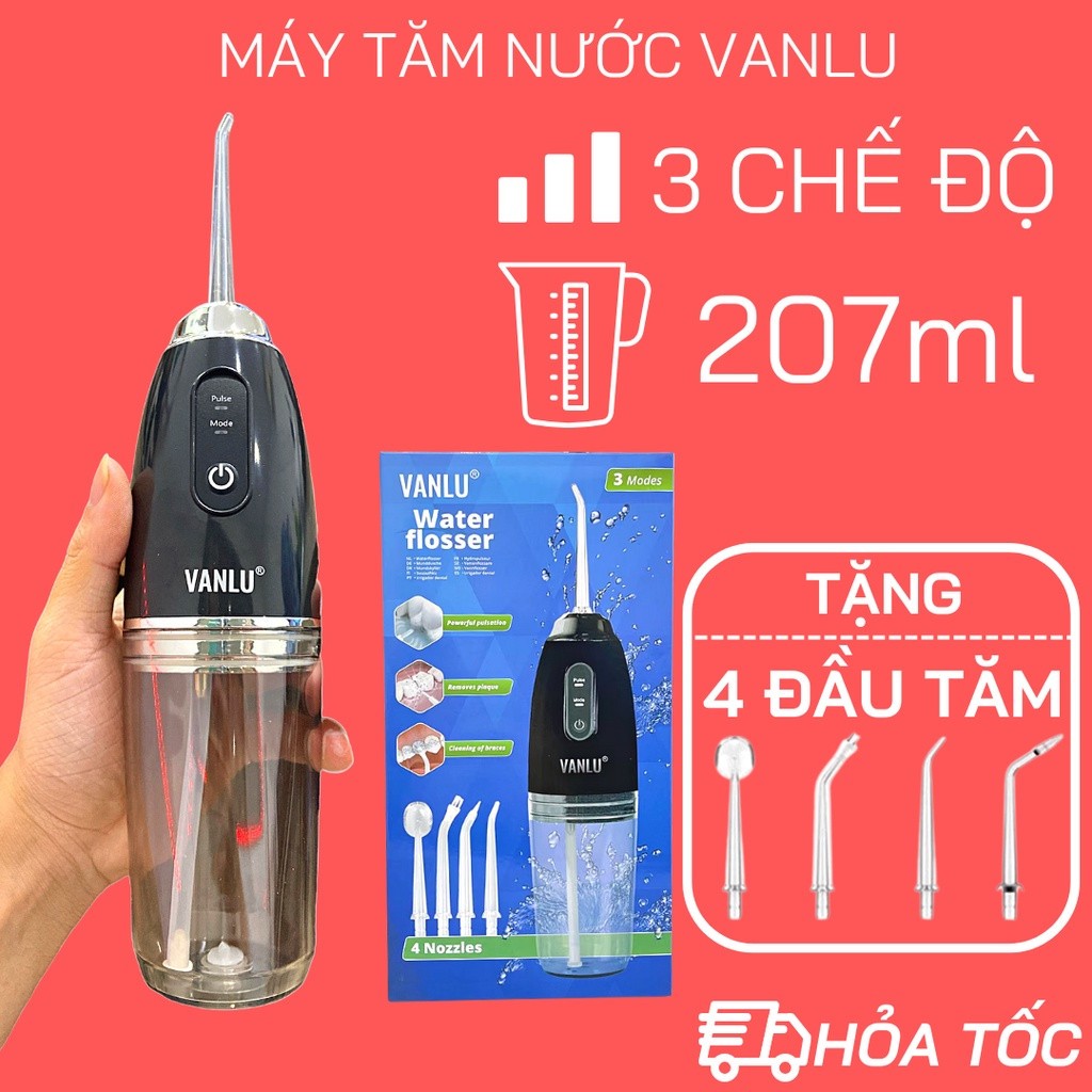 Máy Tăm Nước Cầm Tay Cao Cấp Chính Hãng Tặng Kèm 4 Vòi Phun, Bảo Hành 12 Tháng