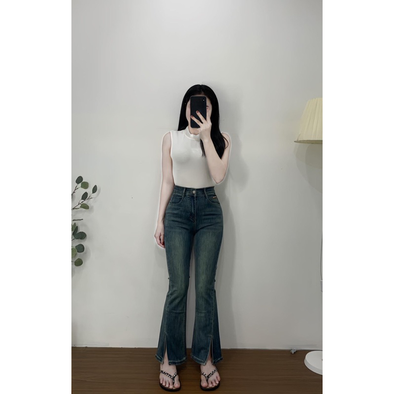 Quần jeans loe nấm lùn xẻ ống - Quảng Châu - mã D212