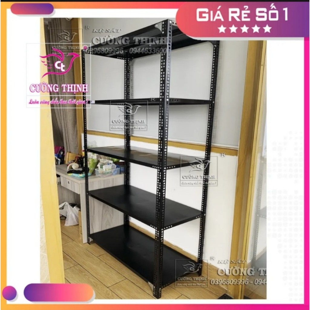 Kệ Sắt V Lỗ Đa Năng 5 tầng Dài 0,7m x Rộng 0,5m x Cao 1,5m-2m Màu TRẮNG - ĐEN, lắp ghép đa năng