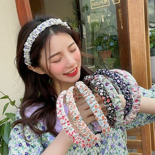 Băng đô vải cài tóc bờm tóc họa tiết vintage