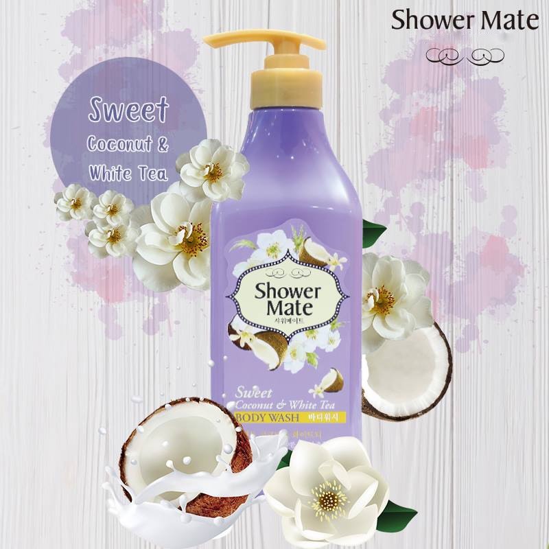 Sữa tắm cao cấp Hàn Quốc Shower Mate Coconut White Tea tinh chất dừa và hoa trà trắng 550G