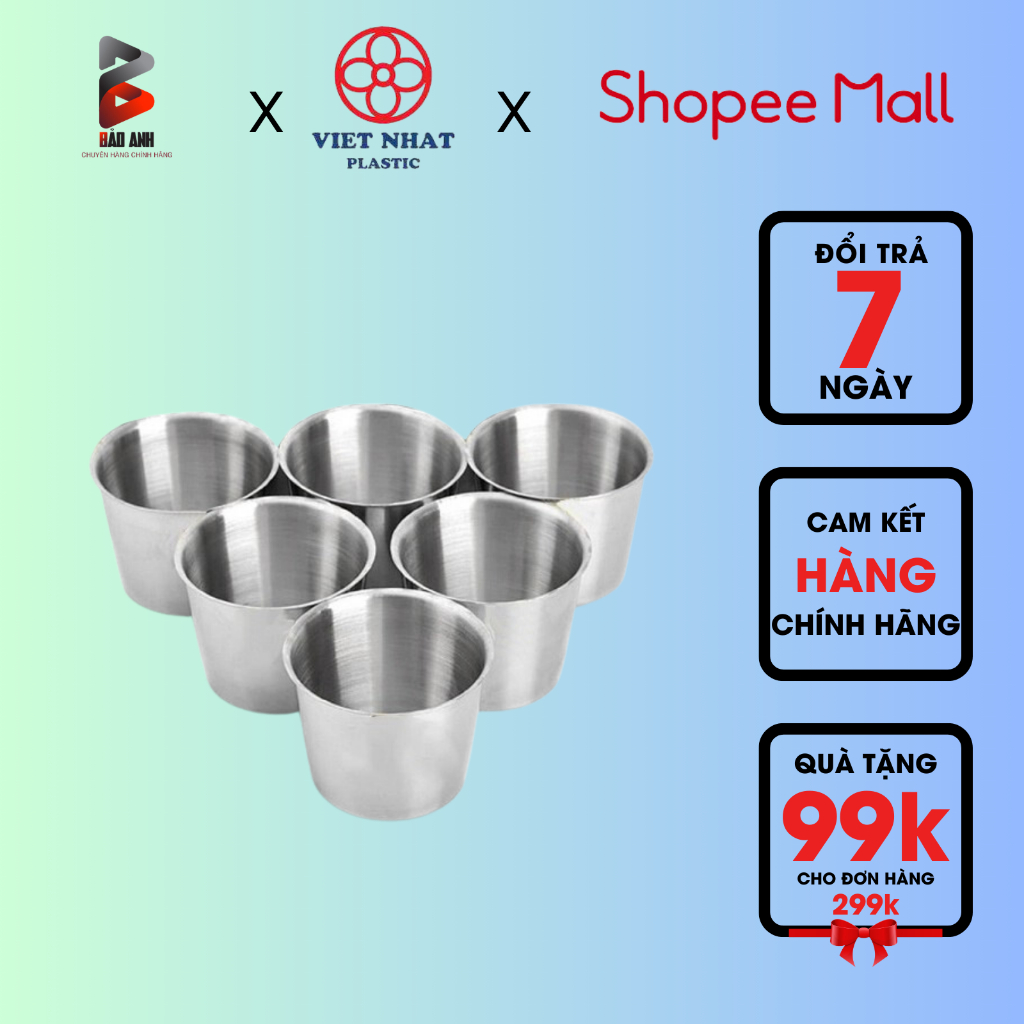 bộ 6 ly Inox trơn cao cấp làm đá, bánh flan, bánh nướng, để nước đá.kimbao123