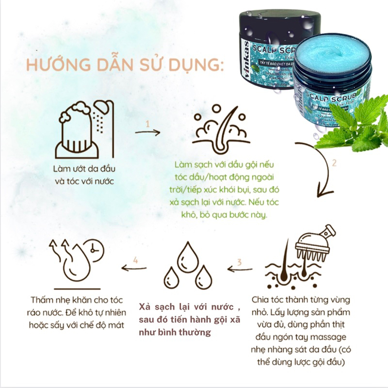 Tẩy Da Chết Da Đầu Giảm Bết Gàu Không Silicon VINKAS