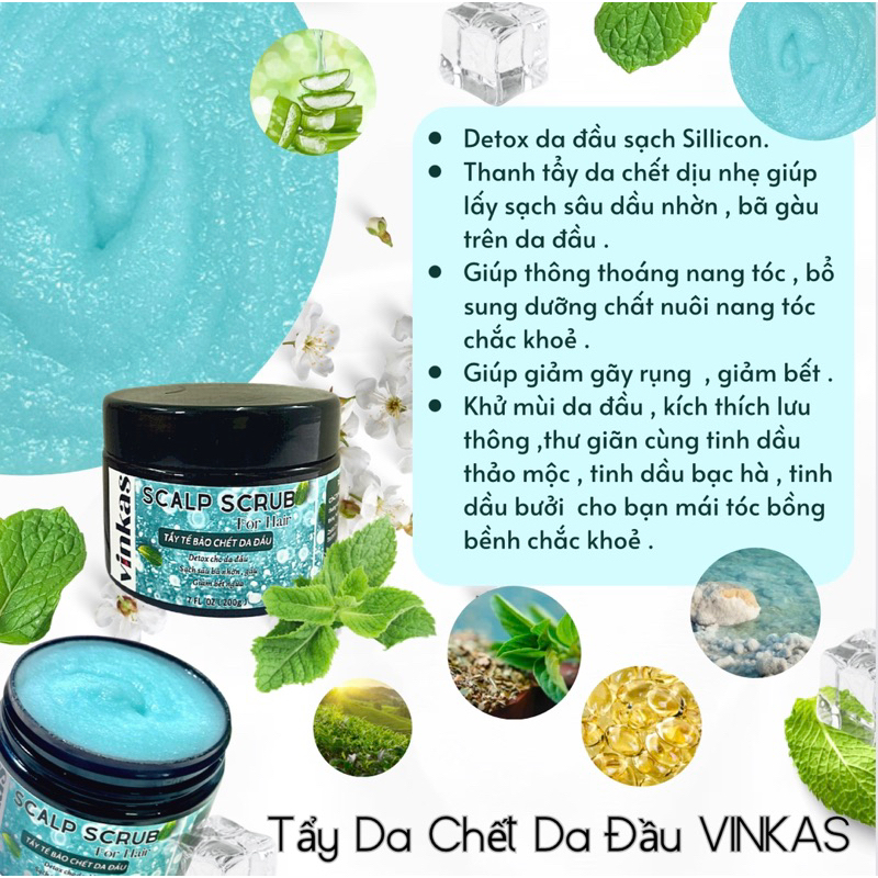 Tẩy Da Chết Da Đầu Giảm Bết Gàu Không Silicon VINKAS