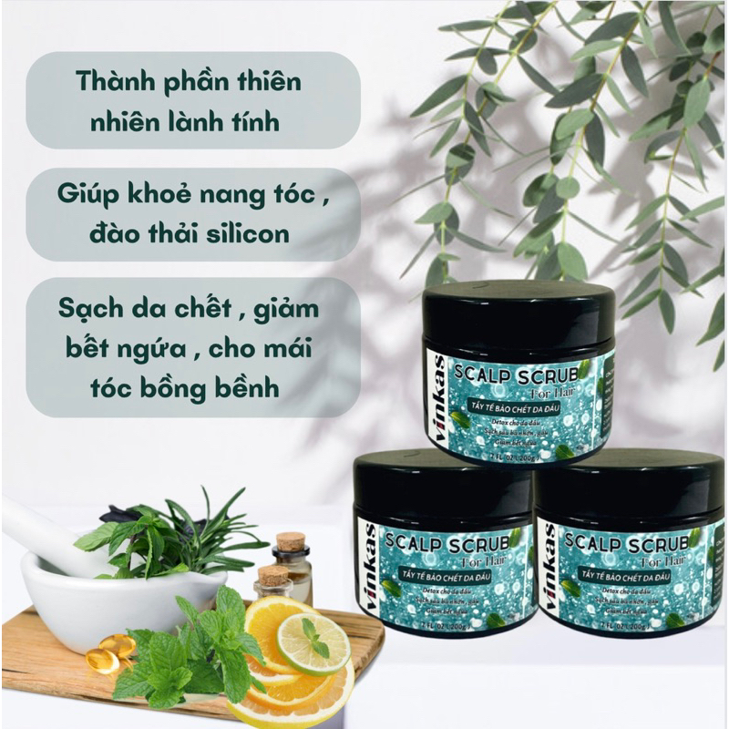 Tẩy Da Chết Da Đầu Giảm Bết Gàu Không Silicon VINKAS