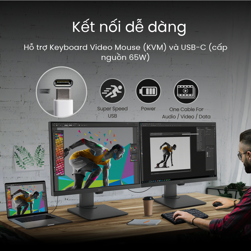 Màn hình đồ họa BenQ PD2705Q 27 inch IPS 2K QHD HDR10 USB-C 100% Rec.709 & 100% sRGB chuyên thiết kế đồ họa xử lý hình