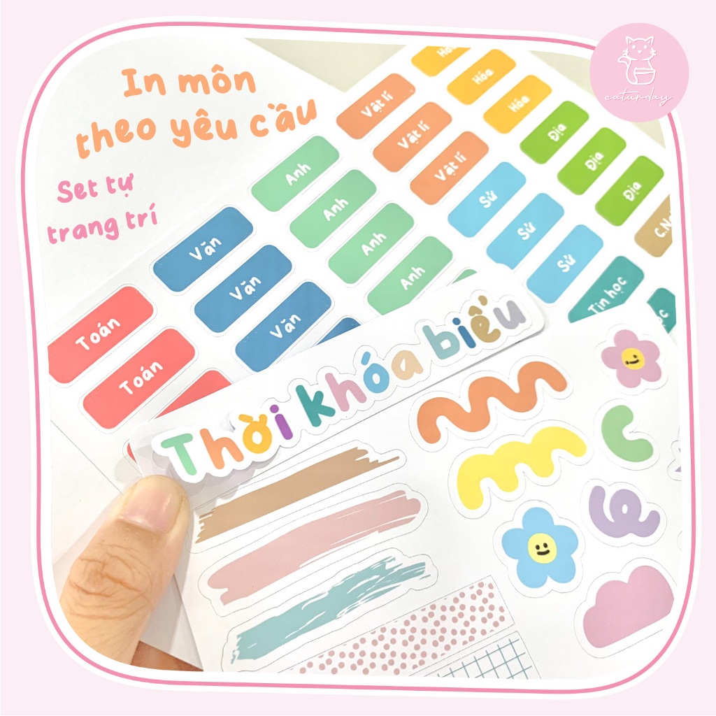Sticker thời khóa biểu tự trang trí, in môn học theo yêu cầu - Dụng cụ học tập