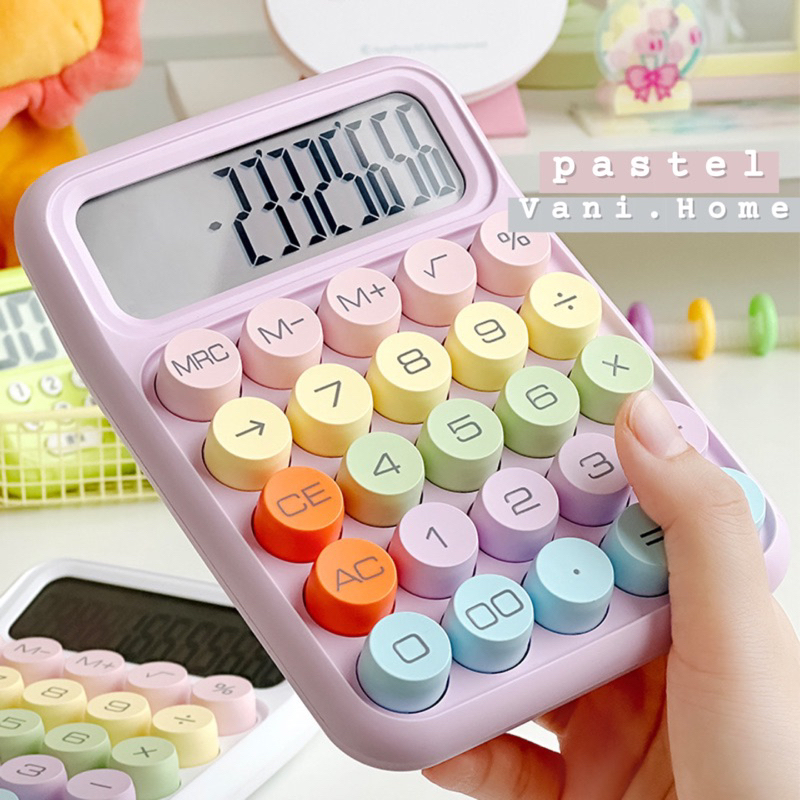 Máy tính để bàn phím nổi màu Pastel xinh xắn 12 chữ số cỡ lớn màu sắc phong cách Hàn Quốc