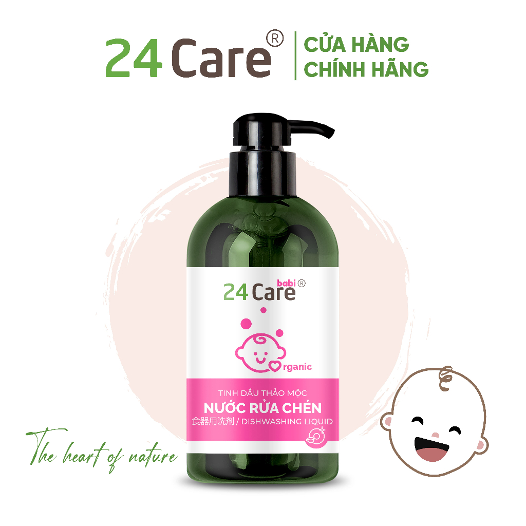 Nước rửa chén hữu cơ 24Care 300ml/ 1L  không lưu mùi | Rửa rau củ quả | Lau sàn hữu cơ đuổi muỗi cho bé