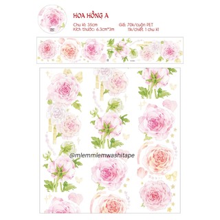 [Chiết chu kì 35cm] Băng washi hình hoa hồng