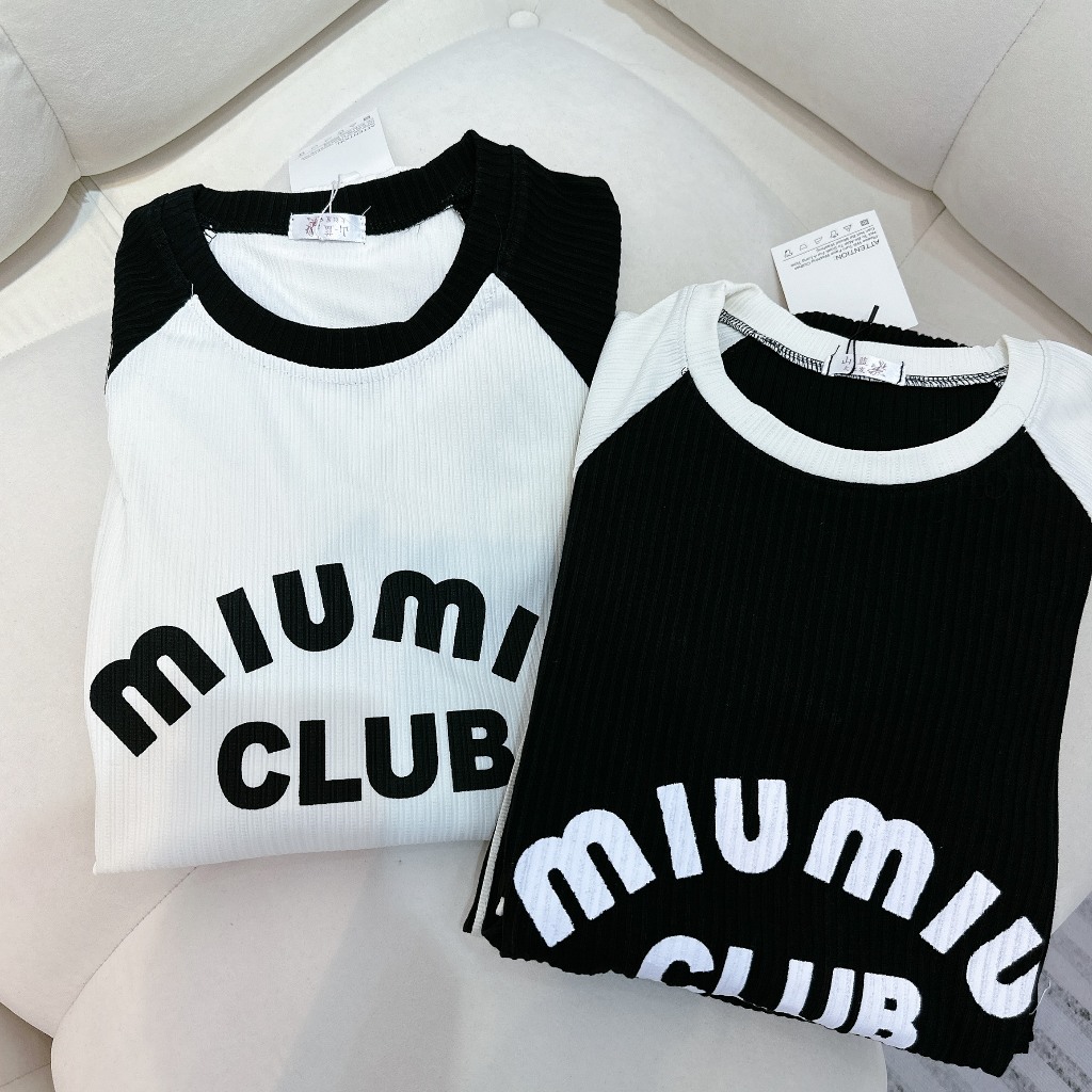 Set Bộ Đồ Thể Thao Nữ MiuMiu Club Áo Dài Tay Phối Màu Kẻ Sọc Mix Quần Suông Dài Ống Rộng Freesize