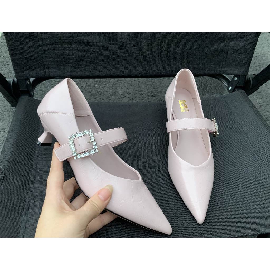 Giày Cao Gót Đế Nhọn 4 Phân Phối Quai Đính Đá 2367-3