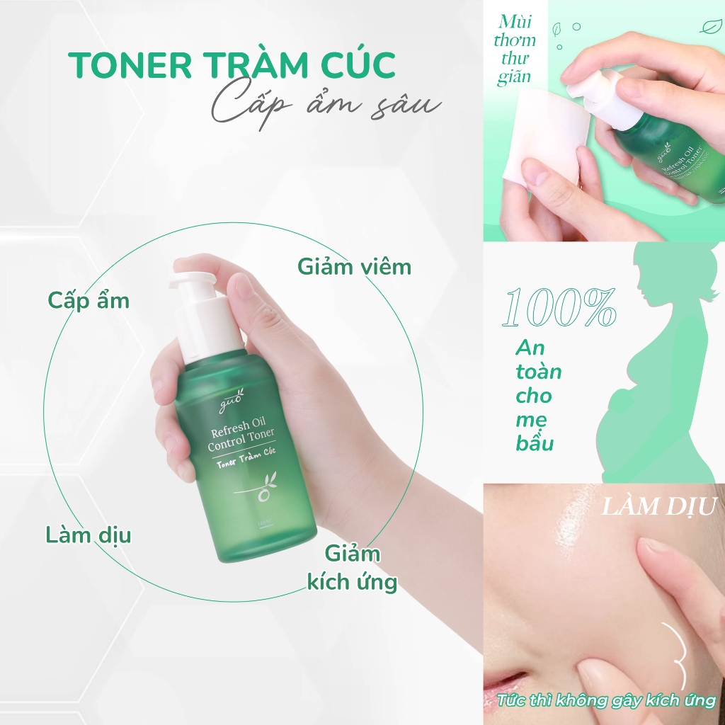 Toner tràm cúc kiềm dầu, cấp ẩm, ngừa mụn, cân bằng, dịu nhẹ cho da nhạy cảm GUO 100ml