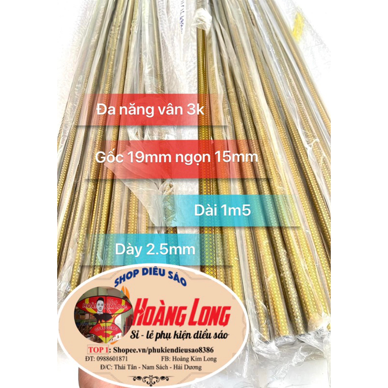 Cán - Cái - Vai vân 3k vàng siêu đẹp - làm diều - độ cần
