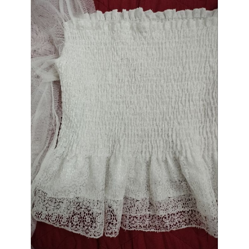 Áo kiểu bo chun ngực  eo  New 99%