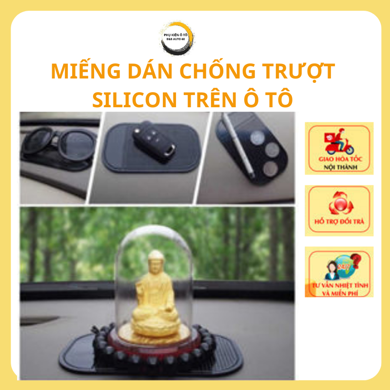 Miếng dán chống trượt,đế chống trượt trên taplo dùng để điện thoại tượng trang trí ô tô xe hơi kích thước 14x7.5 cm