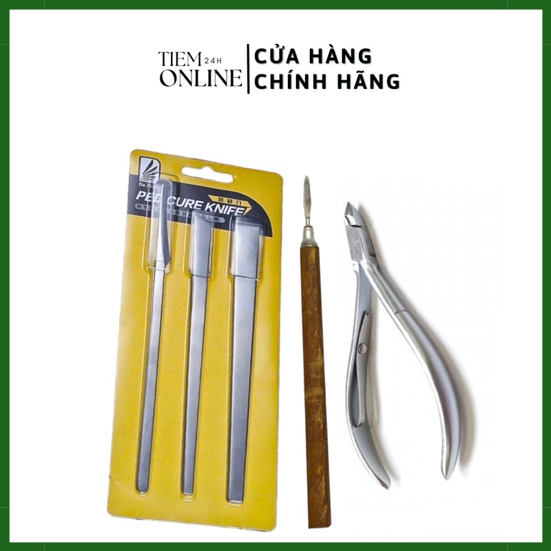 Combo 1-Trọn Bộ 3 dao làm nail+ kiềm cắt da +lấy khoé cán gỗ