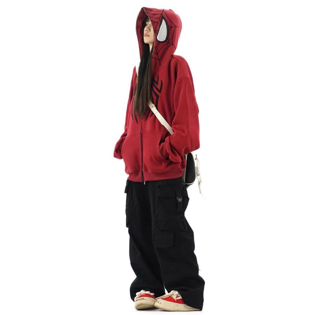 Áo hoodie nhện hoạ tiết full thêu xù nổi VẢI NỈ CHÂN CUA hàng cao cấp chuẩn hãng 3 màu hoạ tiết thêu có thể nhìn được