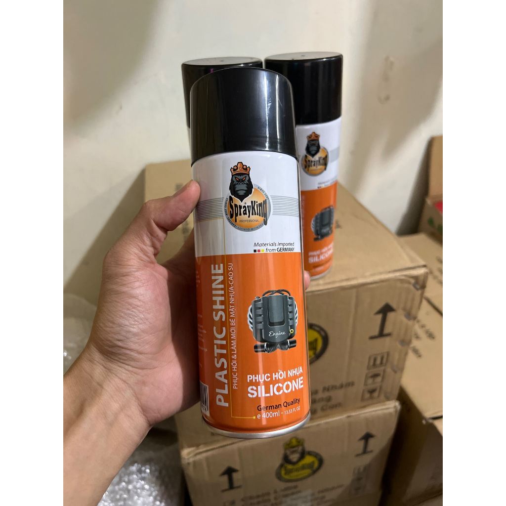 Phục hồi nhựa nhám dưỡng đen Sprayking Plastic Shine 400ml và khăn 3M