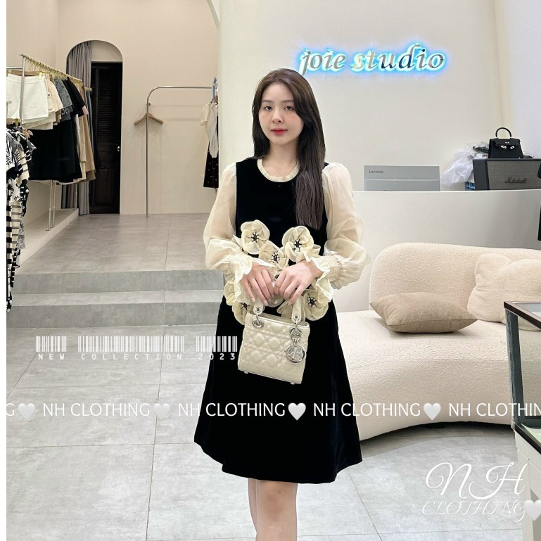 Váy nhung đính hoa sm