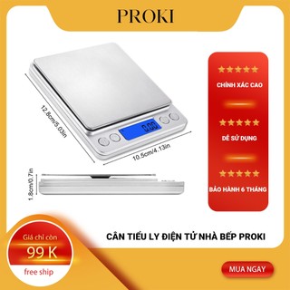 Cân tiểu ly điện tử nhà bếp I2000 Proki độ chính xác cao mặt thép không gỉ có chức năng trừ bì và chức năng đếm