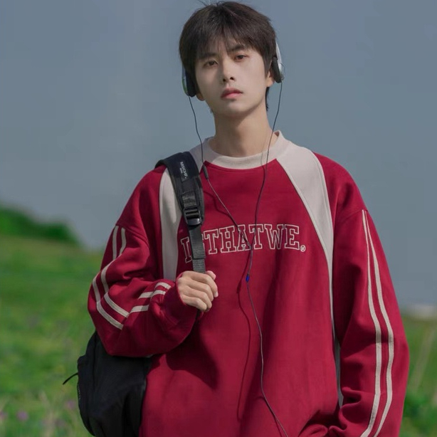 Áo Sweater Nỉ 2 Màu Phối Sọc Trắng, Áo Nỉ Đôi Dài Tay Unisex Fox Luxury