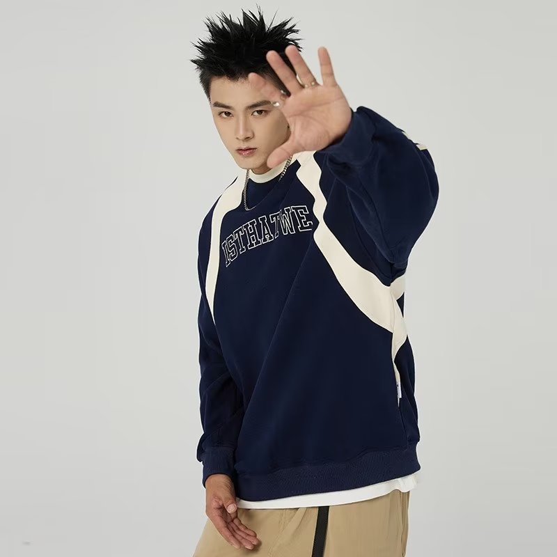 Áo Sweater Nỉ 2 Màu Phối Sọc Trắng, Áo Nỉ Đôi Dài Tay Unisex Fox Luxury