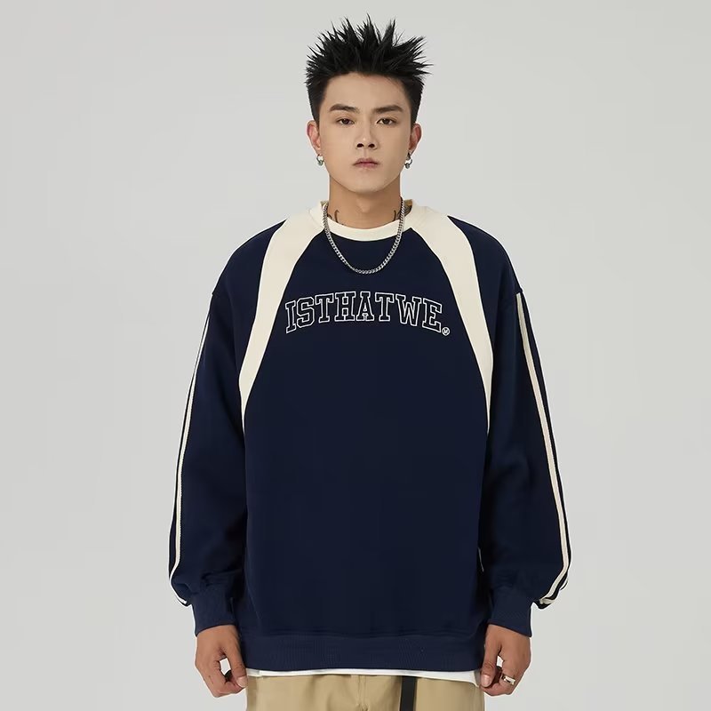 Áo Sweater Nỉ 2 Màu Phối Sọc Trắng, Áo Nỉ Đôi Dài Tay Unisex Fox Luxury