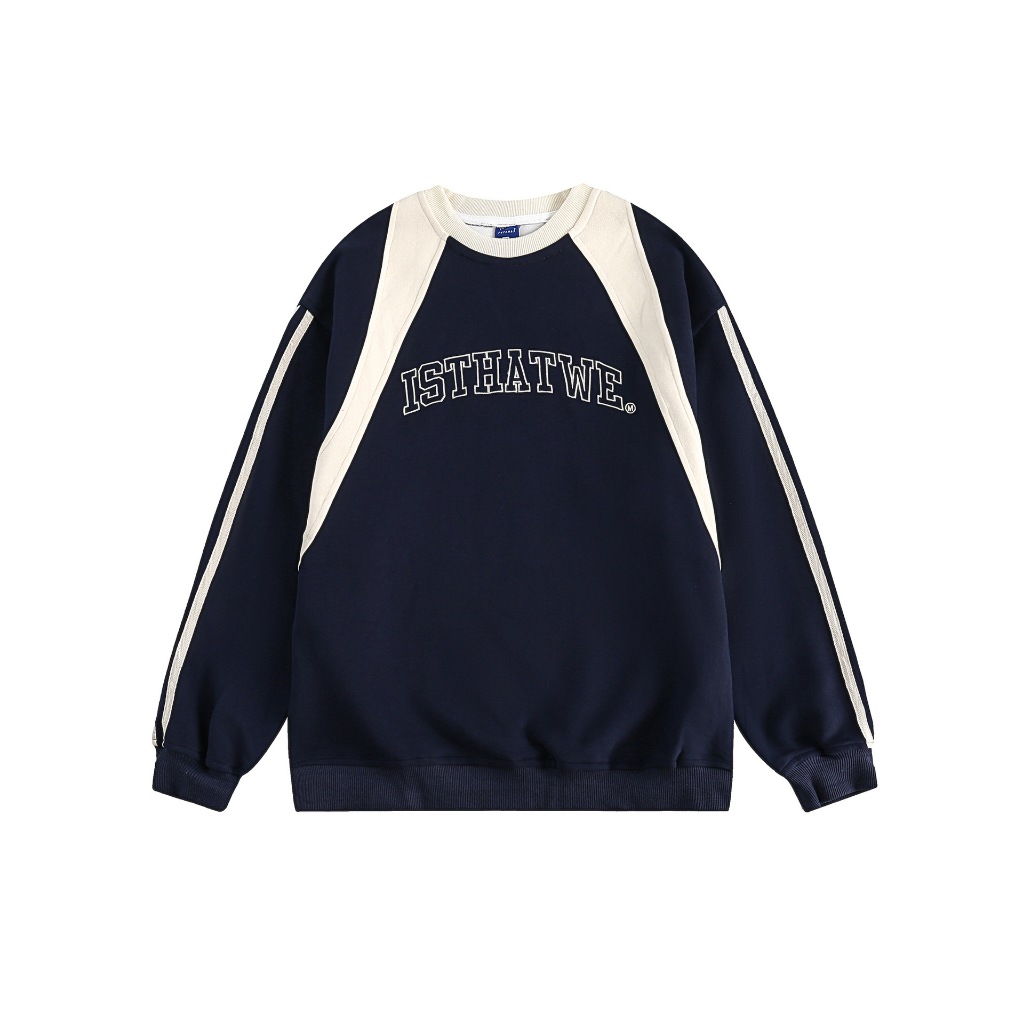 Áo Sweater Nỉ 2 Màu Phối Sọc Trắng, Áo Nỉ Đôi Dài Tay Unisex Fox Luxury