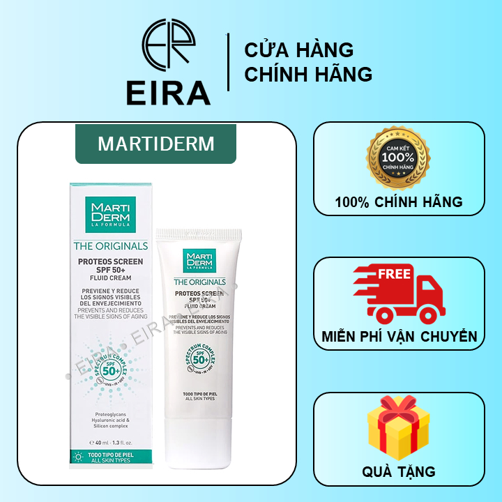 Kem Chống Nắng Dưỡng Ẩm Chống Nhăn Ngăn Ngừa Lão Hóa MartiDerm The Originals Proteos Screen SPF50+ Fluid Cream 40ml