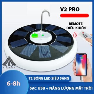 Đèn treo LED V2 Pro năng lượng mặt trời siêu sáng, có remote điều khiển từ xa, tích hợp sạc điện thoại