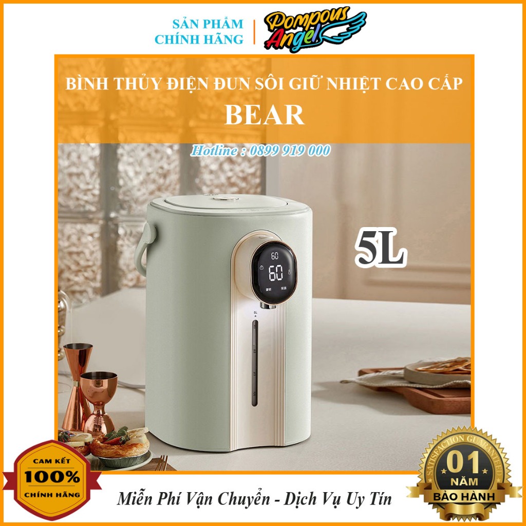 Bình thuỷ điện nước nóng giữ nhiệt 5L BEAR ZDH-H50E1 màu trắng