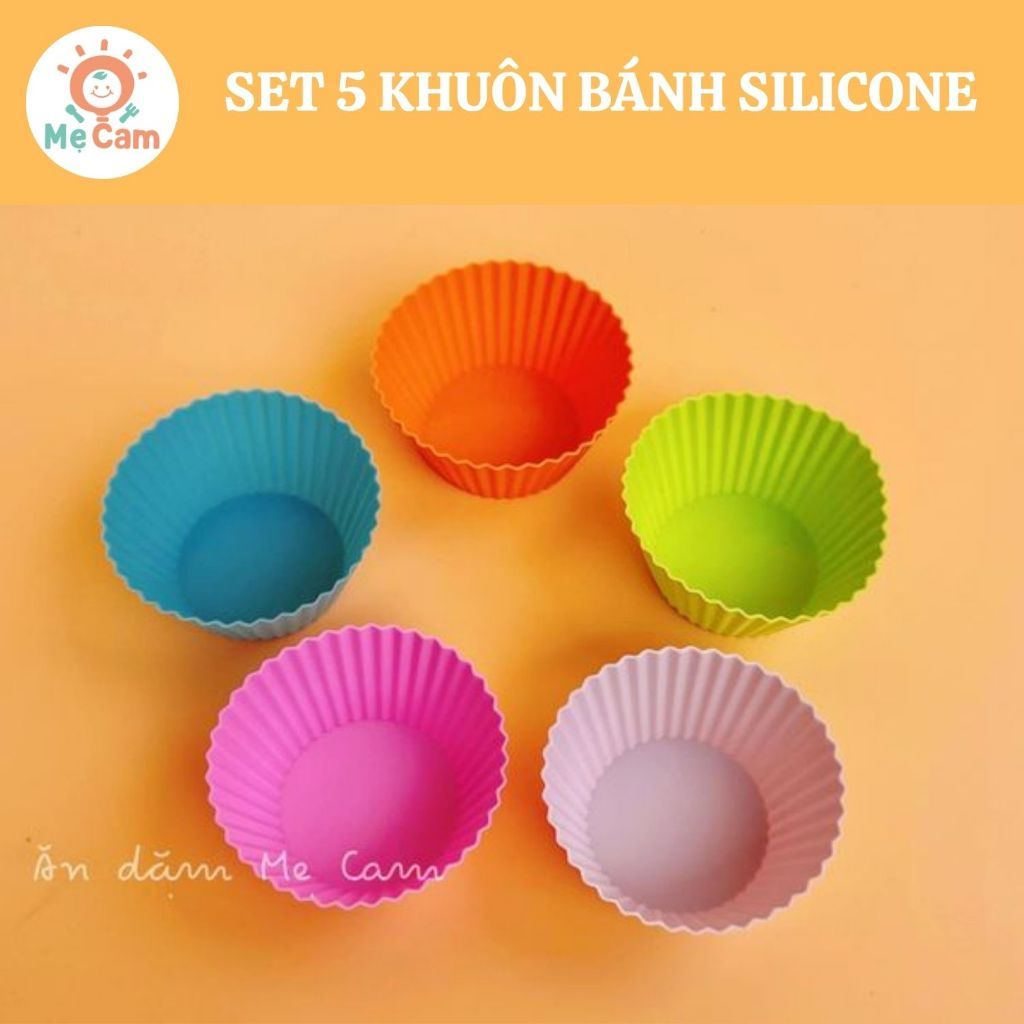 Set 5 khuôn silicone hấp nướng được  làm bánh cupcake bánh muffin cho bé Shop Mẹ Cam