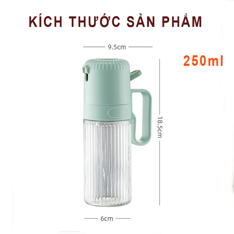 Bình xịt dầu ăn phun sương thủy tinh cao cấp 250ml dùng cho nồi chiên không dầu, đồ nướng