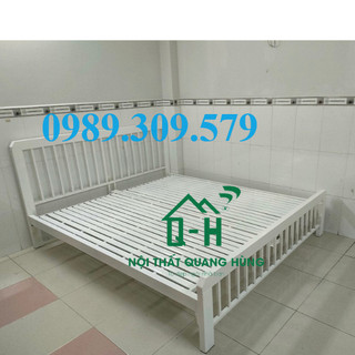 Giường sắt hộp vuông 4x8 cao cấp- giường sắt giá rẻ hcm